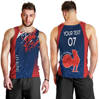Personalised France Rugby Men Tank Top 2023 World Cup Allez Les Bleus Grunge Style - Wonder Print Shop