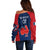 Personalised France Rugby Off Shoulder Sweater 2023 World Cup Allez Les Bleus Grunge Style - Wonder Print Shop