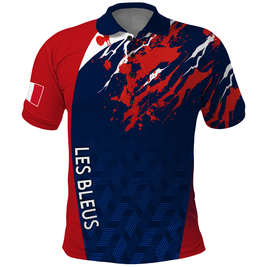 Personalised France Rugby Polo Shirt 2023 World Cup Allez Les Bleus Grunge Style - Wonder Print Shop