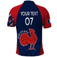 Personalised France Rugby Polo Shirt 2023 World Cup Allez Les Bleus Grunge Style - Wonder Print Shop