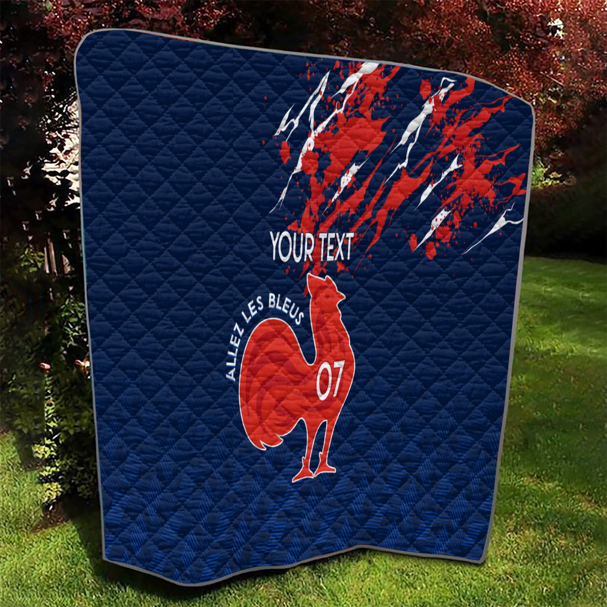 Personalised France Rugby Quilt 2023 World Cup Allez Les Bleus Grunge Style - Wonder Print Shop