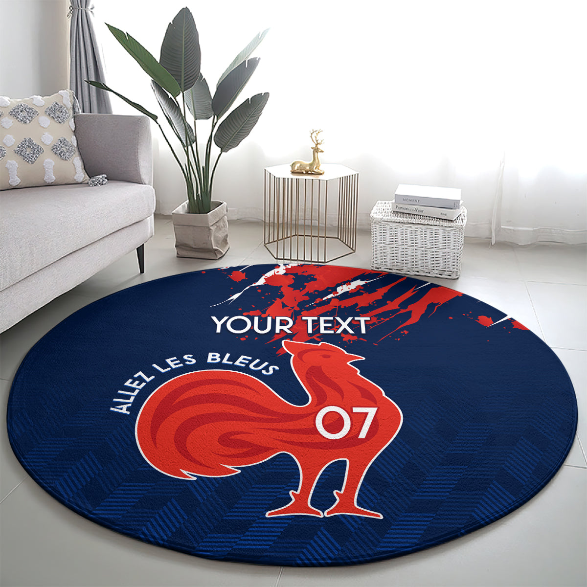 personalised-france-rugby-round-carpet-2023-world-cup-allez-les-bleus-grunge-style