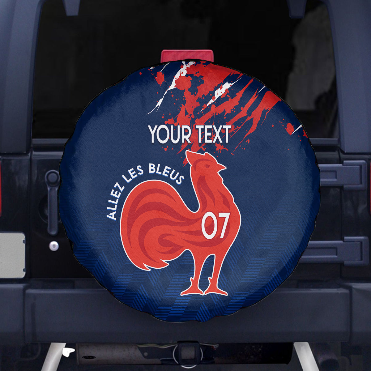 Personalised France Rugby Spare Tire Cover 2023 World Cup Allez Les Bleus Grunge Style - Wonder Print Shop