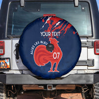 Personalised France Rugby Spare Tire Cover 2023 World Cup Allez Les Bleus Grunge Style - Wonder Print Shop