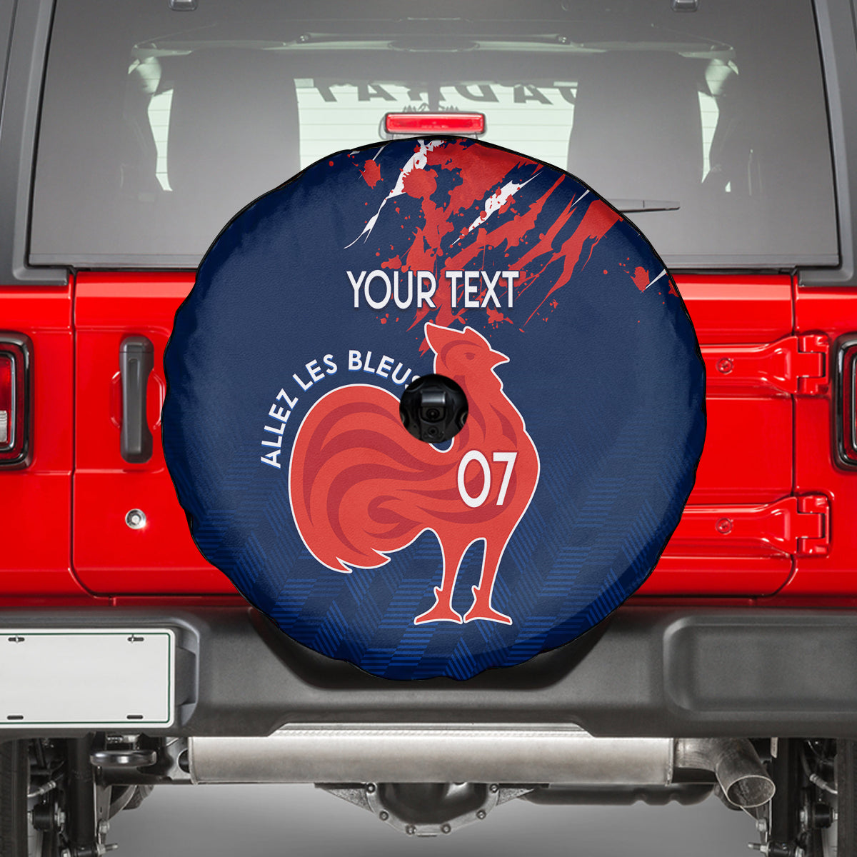 Personalised France Rugby Spare Tire Cover 2023 World Cup Allez Les Bleus Grunge Style - Wonder Print Shop