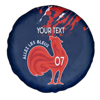 Personalised France Rugby Spare Tire Cover 2023 World Cup Allez Les Bleus Grunge Style - Wonder Print Shop