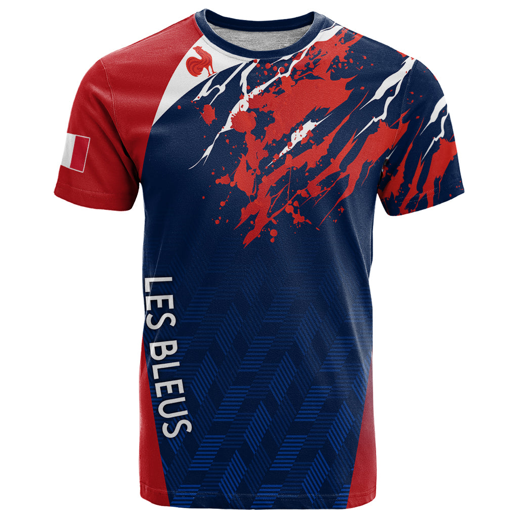 Personalised France Rugby T Shirt 2023 World Cup Allez Les Bleus Grunge Style - Wonder Print Shop