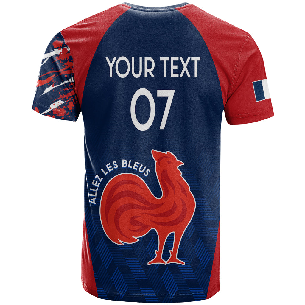 Personalised France Rugby T Shirt 2023 World Cup Allez Les Bleus Grunge Style - Wonder Print Shop