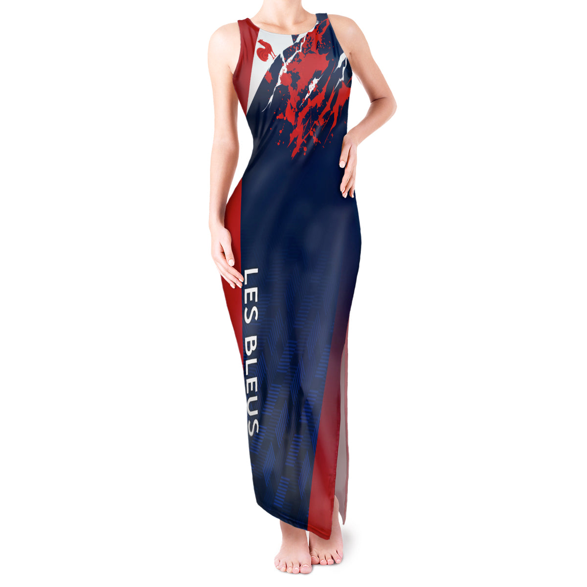 Personalised France Rugby Tank Maxi Dress 2023 World Cup Allez Les Bleus Grunge Style - Wonder Print Shop