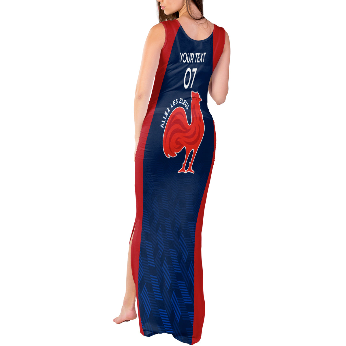 Personalised France Rugby Tank Maxi Dress 2023 World Cup Allez Les Bleus Grunge Style - Wonder Print Shop