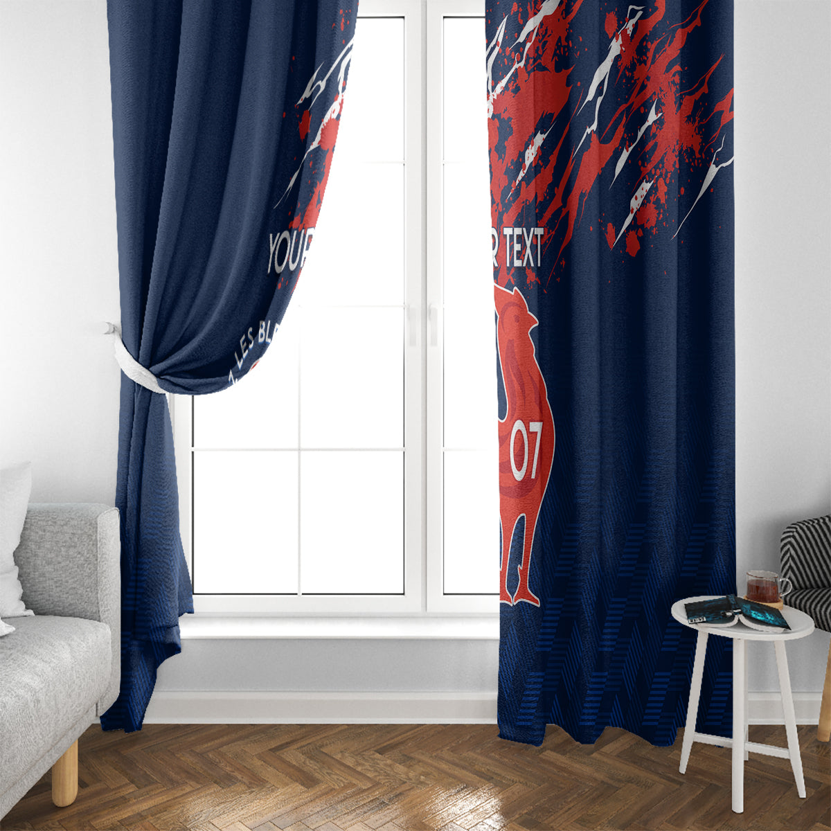 Personalised France Rugby Window Curtain 2023 World Cup Allez Les Bleus Grunge Style - Wonder Print Shop
