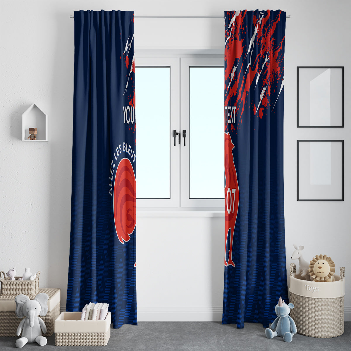 Personalised France Rugby Window Curtain 2023 World Cup Allez Les Bleus Grunge Style - Wonder Print Shop