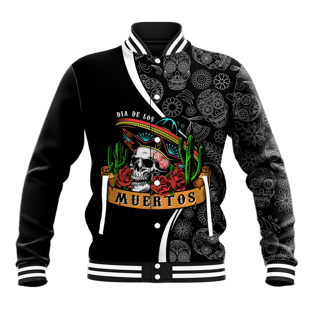 Mexico Day Of The Dead Baseball Jacket Sombrero Sugar Skull With Roses LT7 - Wonder Print Shop