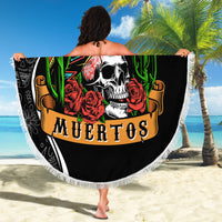 Mexico Day Of The Dead Beach Blanket Sombrero Sugar Skull With Roses LT7 - Wonder Print Shop