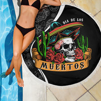 Mexico Day Of The Dead Beach Blanket Sombrero Sugar Skull With Roses LT7 - Wonder Print Shop