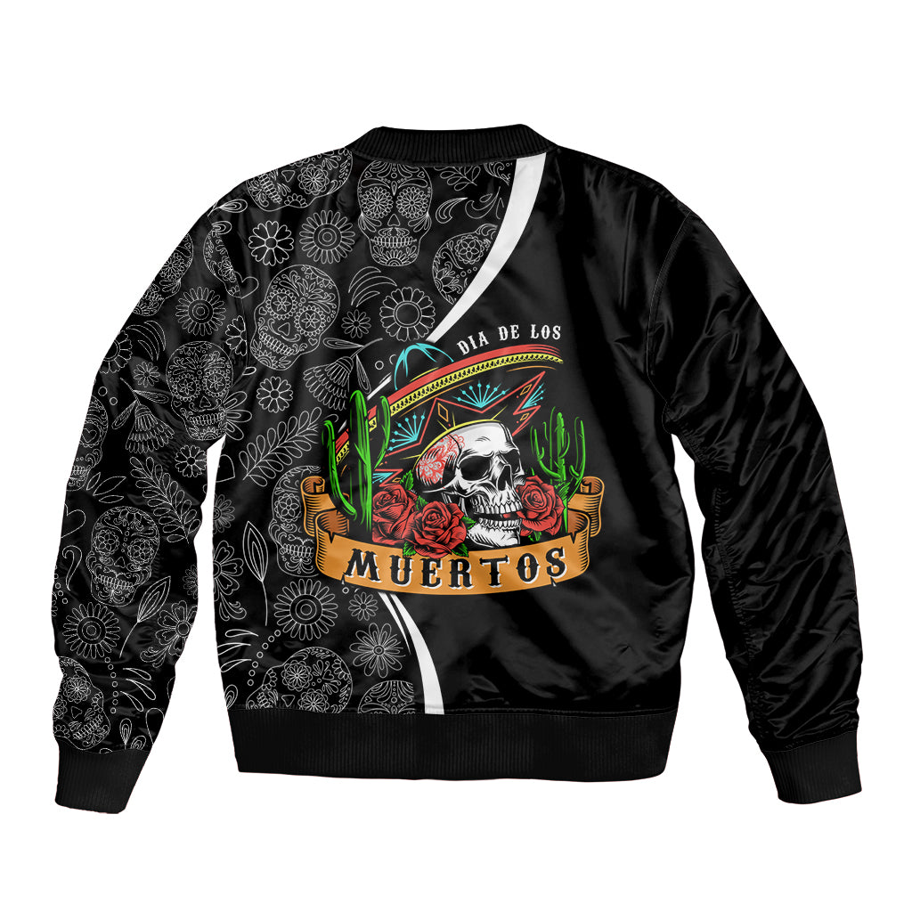 Mexico Day Of The Dead Bomber Jacket Sombrero Sugar Skull With Roses LT7 - Wonder Print Shop