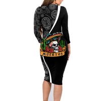 Mexico Day Of The Dead Family Matching Long Sleeve Bodycon Dress and Hawaiian Shirt Sombrero Sugar Skull With Roses LT7 - Wonder Print Shop