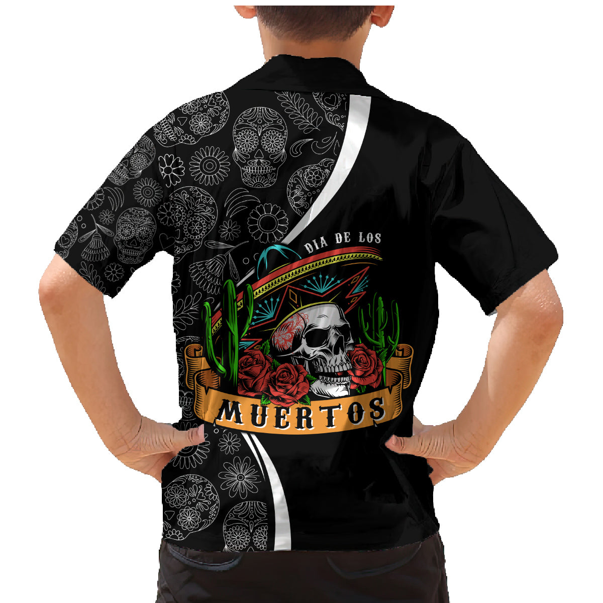 Mexico Day Of The Dead Family Matching Mermaid Dress and Hawaiian Shirt Sombrero Sugar Skull With Roses LT7 - Wonder Print Shop