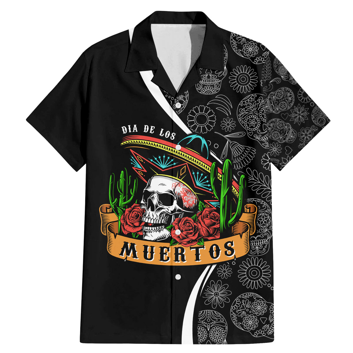 Mexico Day Of The Dead Family Matching Mermaid Dress and Hawaiian Shirt Sombrero Sugar Skull With Roses LT7 - Wonder Print Shop