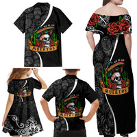 Mexico Day Of The Dead Family Matching Off Shoulder Maxi Dress and Hawaiian Shirt Sombrero Sugar Skull With Roses LT7 - Wonder Print Shop