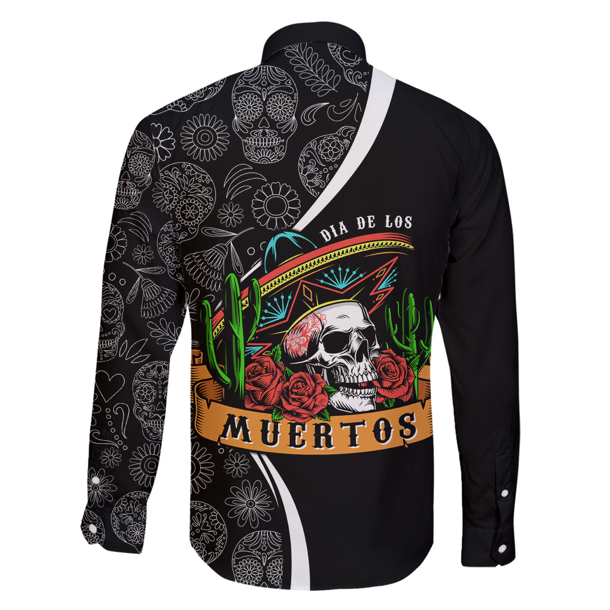 Mexico Day Of The Dead Family Matching Off Shoulder Maxi Dress and Hawaiian Shirt Sombrero Sugar Skull With Roses LT7 - Wonder Print Shop