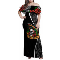 Mexico Day Of The Dead Family Matching Off Shoulder Maxi Dress and Hawaiian Shirt Sombrero Sugar Skull With Roses LT7 - Wonder Print Shop