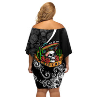 Mexico Day Of The Dead Family Matching Off Shoulder Short Dress and Hawaiian Shirt Sombrero Sugar Skull With Roses LT7 - Wonder Print Shop