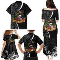 Mexico Day Of The Dead Family Matching Puletasi Dress and Hawaiian Shirt Sombrero Sugar Skull With Roses - Wonder Print Shop