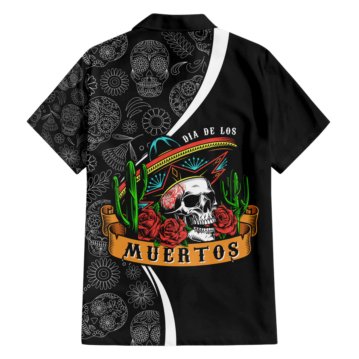Mexico Day Of The Dead Hawaiian Shirt Sombrero Sugar Skull With Roses - Wonder Print Shop