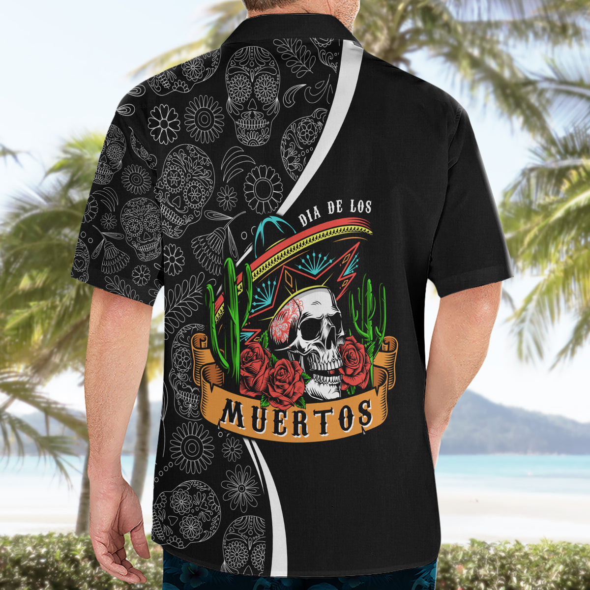 Mexico Day Of The Dead Hawaiian Shirt Sombrero Sugar Skull With Roses - Wonder Print Shop