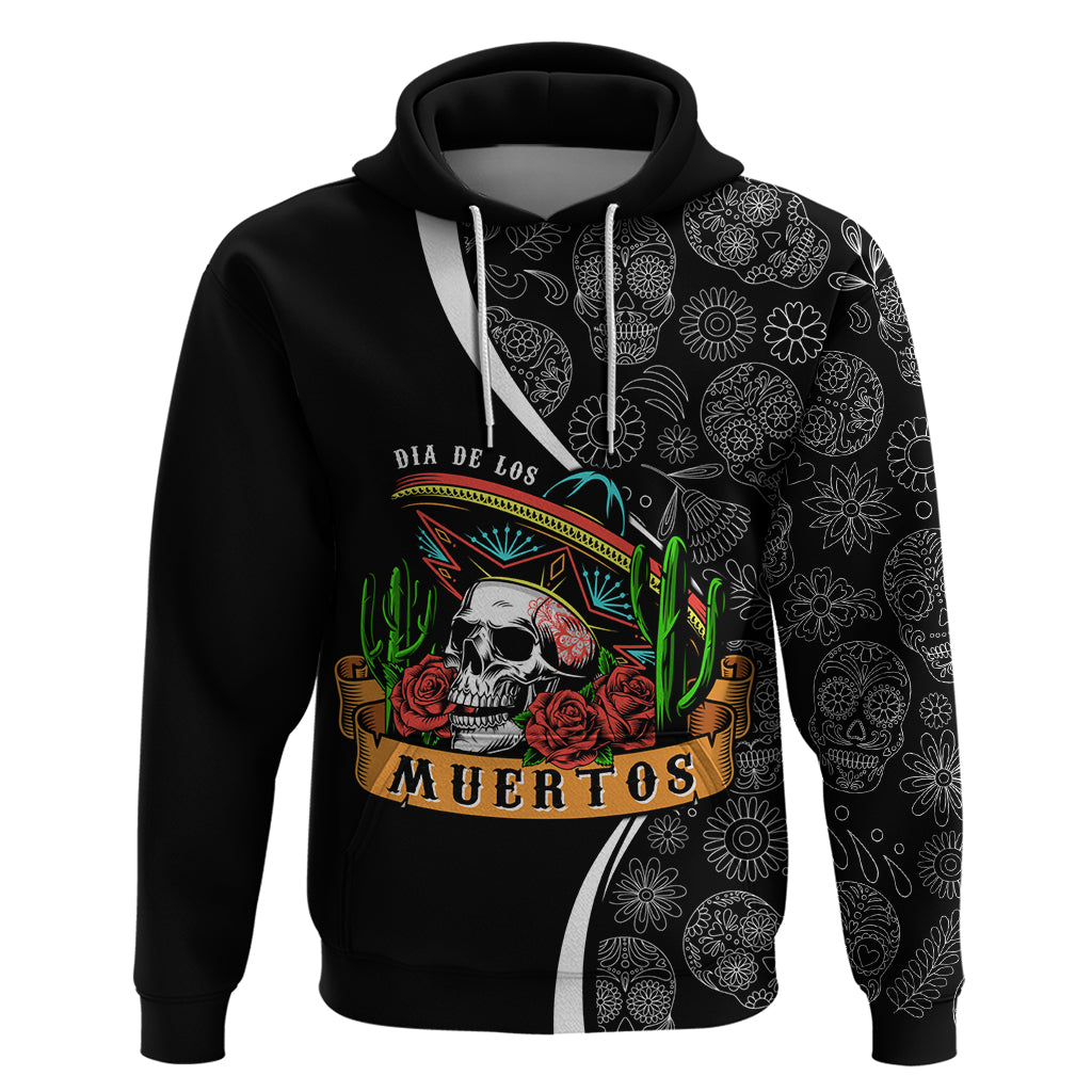 Mexico Day Of The Dead Hoodie Sombrero Sugar Skull With Roses - Wonder Print Shop