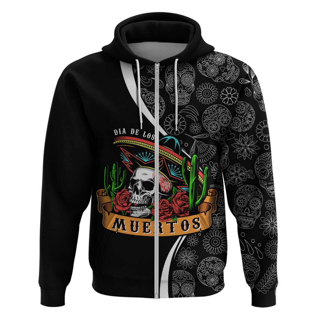Mexico Day Of The Dead Hoodie Sombrero Sugar Skull With Roses - Wonder Print Shop