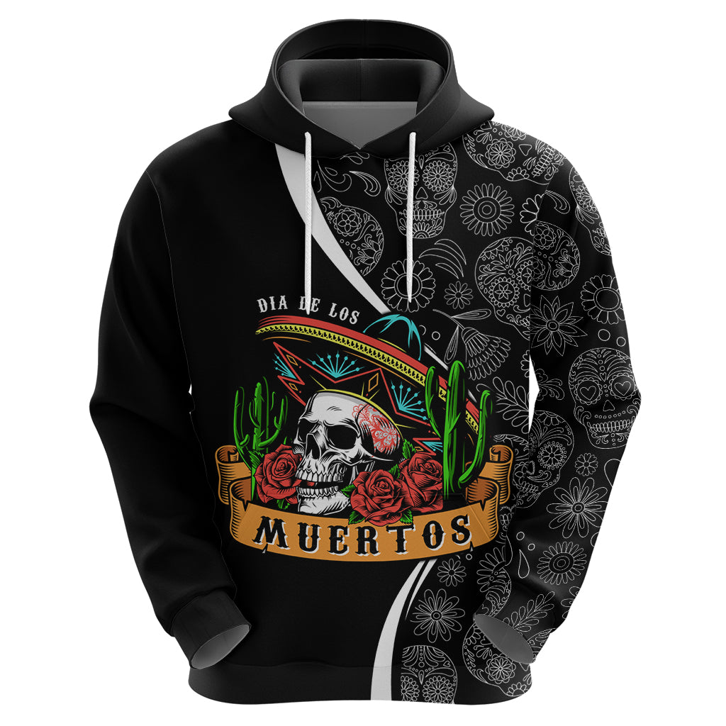 Mexico Day Of The Dead Hoodie Sombrero Sugar Skull With Roses - Wonder Print Shop