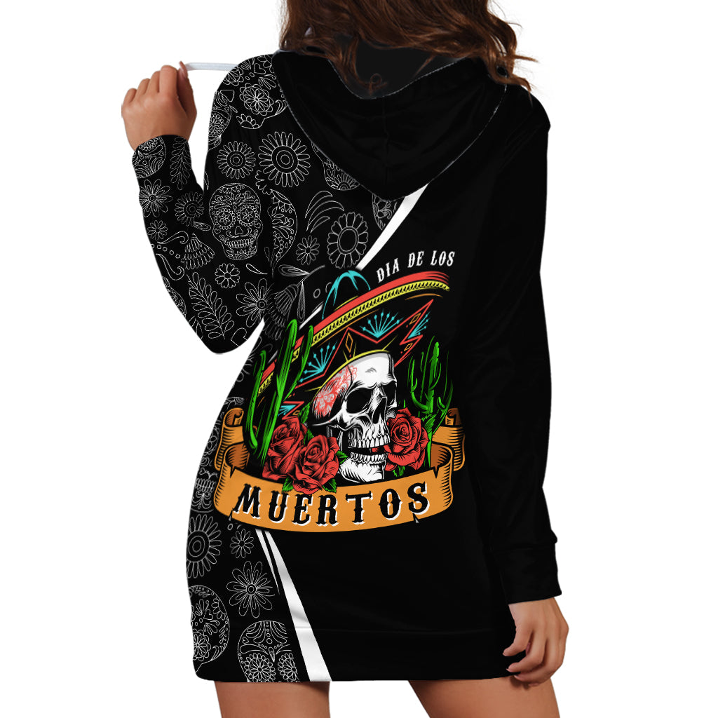 Mexico Day Of The Dead Hoodie Dress Sombrero Sugar Skull With Roses - Wonder Print Shop
