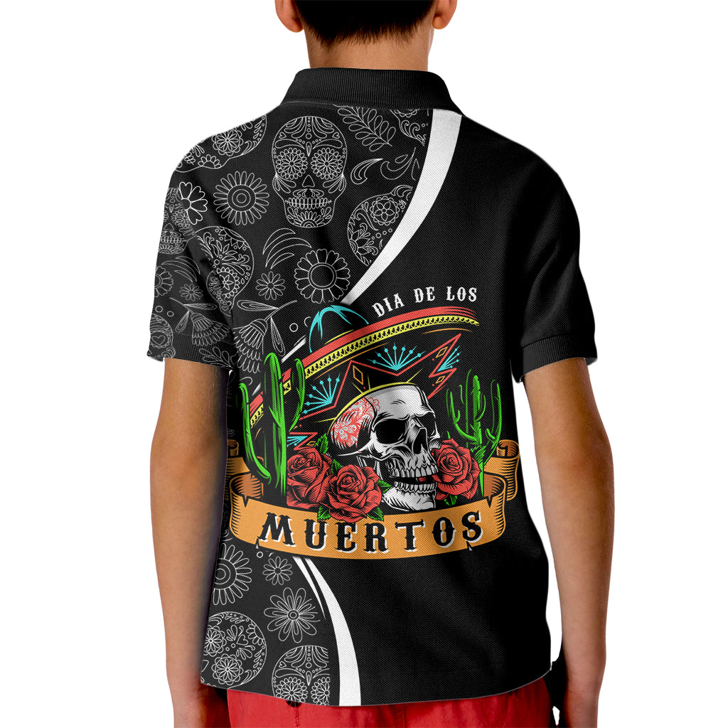 Mexico Day Of The Dead Kid Polo Shirt Sombrero Sugar Skull With Roses - Wonder Print Shop