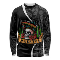 Mexico Day Of The Dead Long Sleeve Shirt Sombrero Sugar Skull With Roses - Wonder Print Shop