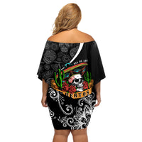 Mexico Day Of The Dead Off Shoulder Short Dress Sombrero Sugar Skull With Roses - Wonder Print Shop