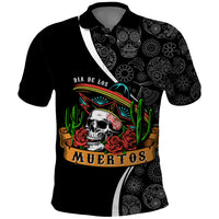 Mexico Day Of The Dead Polo Shirt Sombrero Sugar Skull With Roses - Wonder Print Shop