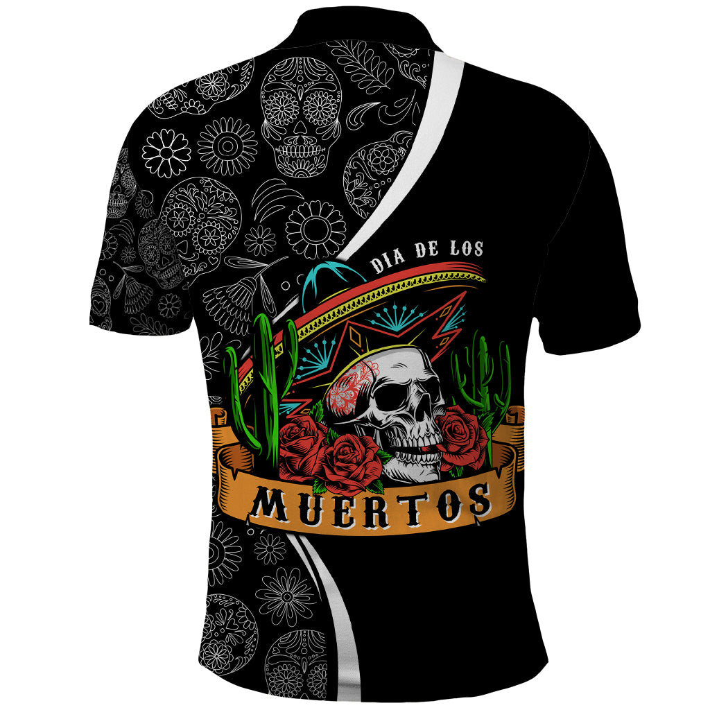 Mexico Day Of The Dead Polo Shirt Sombrero Sugar Skull With Roses - Wonder Print Shop