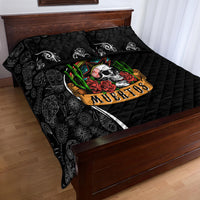Mexico Day Of The Dead Quilt Bed Set Sombrero Sugar Skull With Roses - Wonder Print Shop