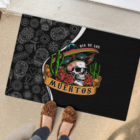 Mexico Day Of The Dead Rubber Doormat Sombrero Sugar Skull With Roses - Wonder Print Shop