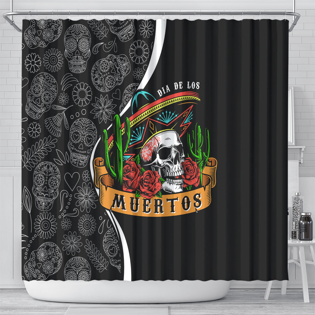 mexico-day-of-the-dead-shower-curtain-sombrero-sugar-skull-with-roses