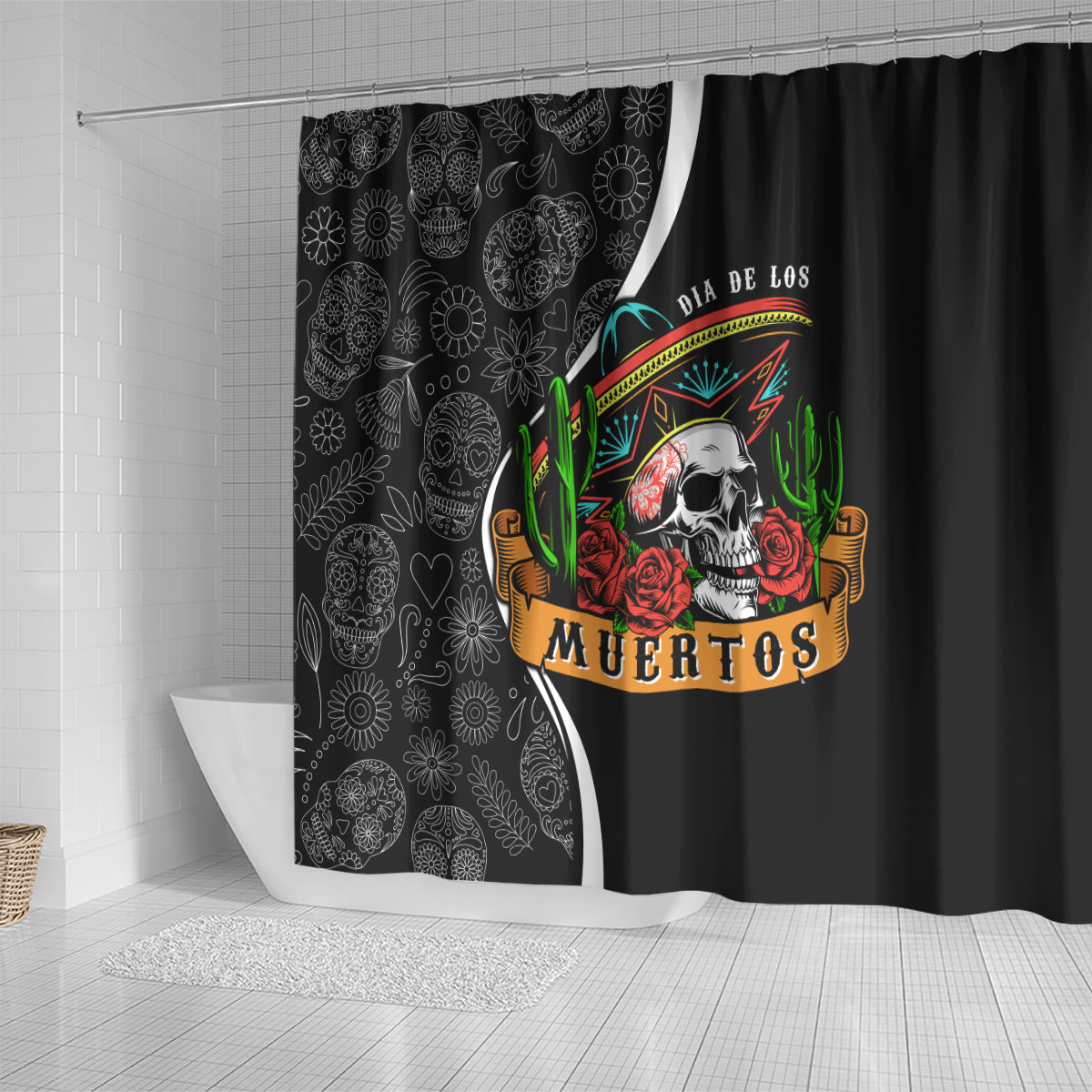 mexico-day-of-the-dead-shower-curtain-sombrero-sugar-skull-with-roses