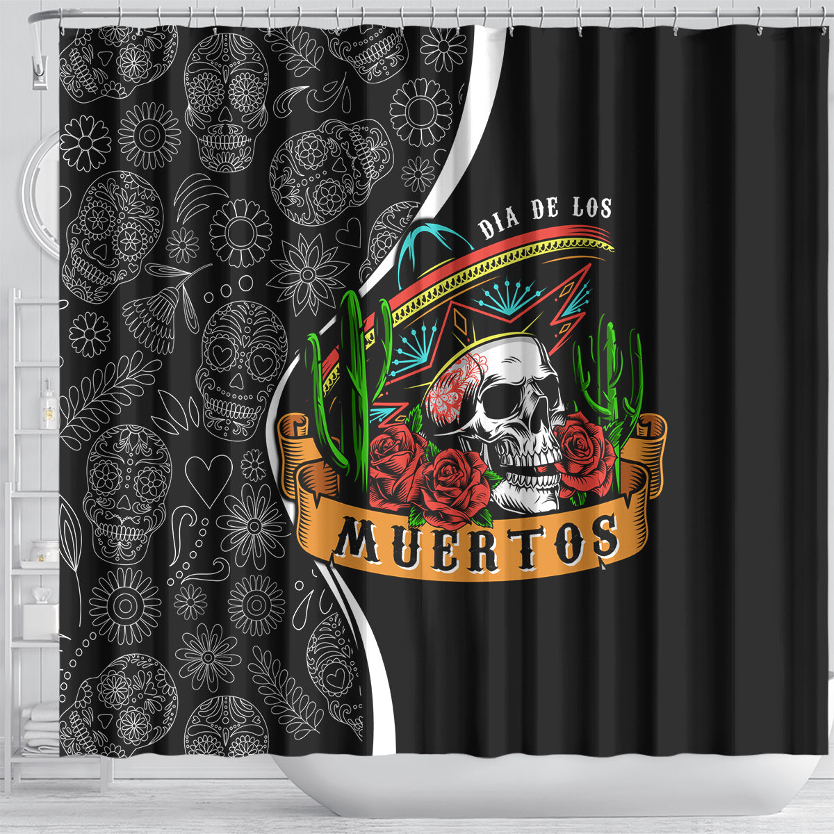 mexico-day-of-the-dead-shower-curtain-sombrero-sugar-skull-with-roses