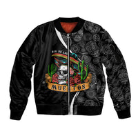 Mexico Day Of The Dead Sleeve Zip Bomber Jacket Sombrero Sugar Skull With Roses - Wonder Print Shop