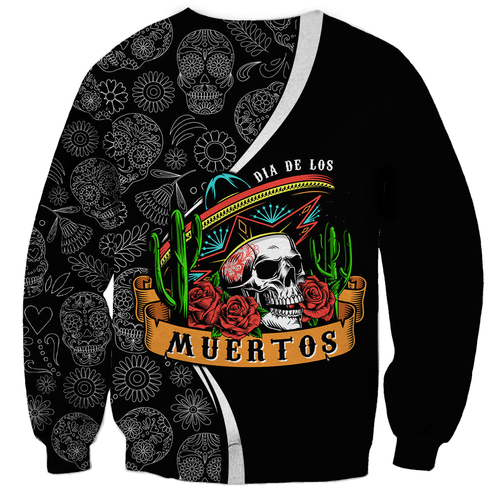 Mexico Day Of The Dead Sweatshirt Sombrero Sugar Skull With Roses - Wonder Print Shop