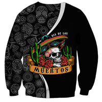 Mexico Day Of The Dead Sweatshirt Sombrero Sugar Skull With Roses - Wonder Print Shop
