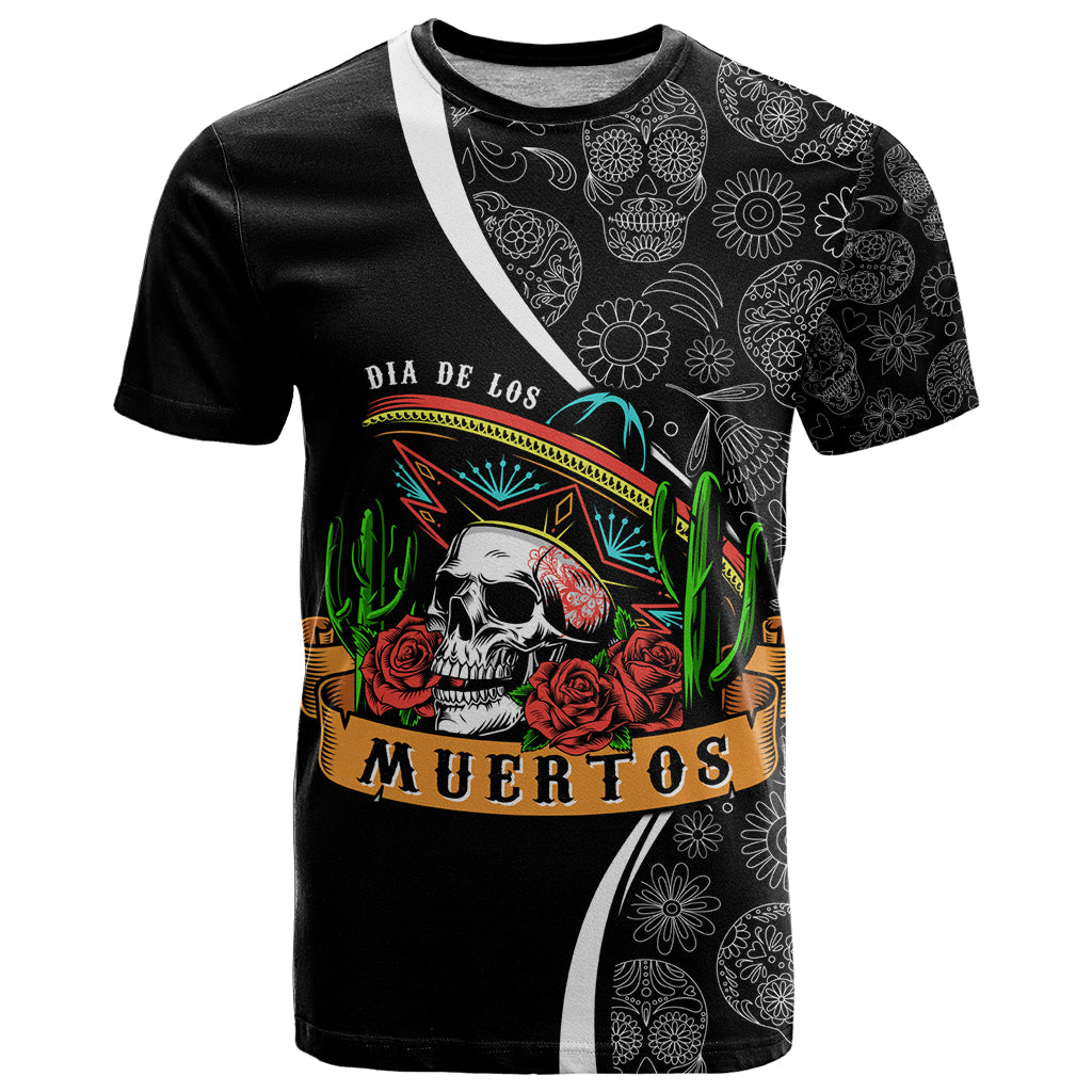 Mexico Day Of The Dead T Shirt Sombrero Sugar Skull With Roses - Wonder Print Shop