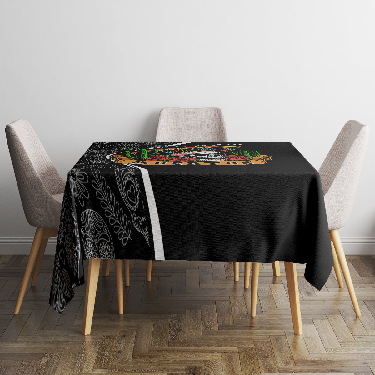 Mexico Day Of The Dead Tablecloth Sombrero Sugar Skull With Roses - Wonder Print Shop