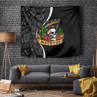 Mexico Day Of The Dead Tapestry Sombrero Sugar Skull With Roses - Wonder Print Shop